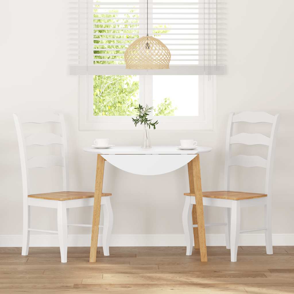 Sedie da Pranzo 2 pz Bianche in Legno Massello di Hevea 4102496