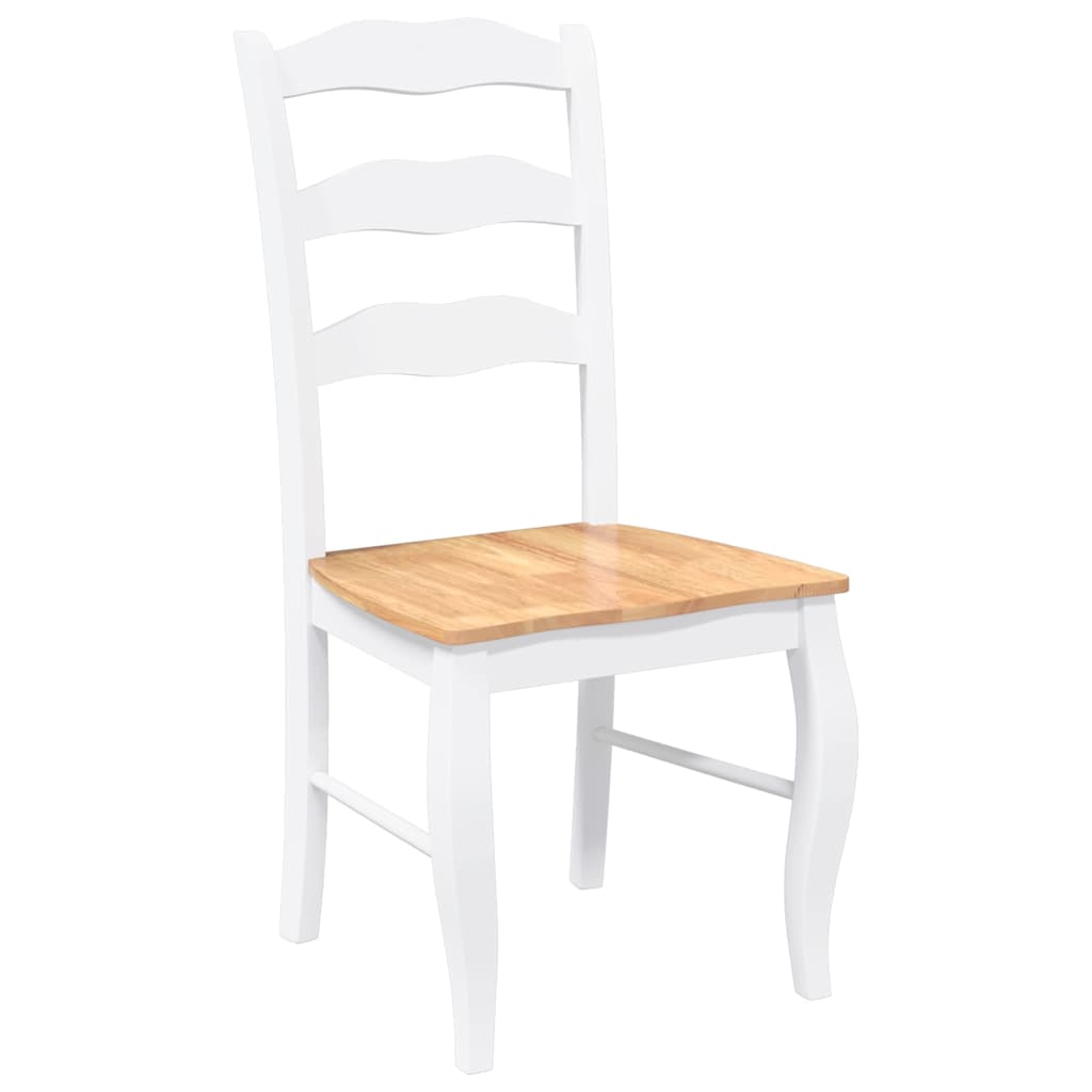 Sedie da Pranzo 2 pz Bianche in Legno Massello di Hevea 4102496