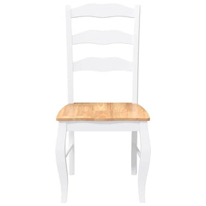 Sedie da Pranzo 2 pz Bianche in Legno Massello di Hevea