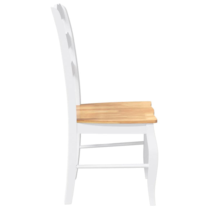 Sedie da Pranzo 2 pz Bianche in Legno Massello di Hevea 4102496