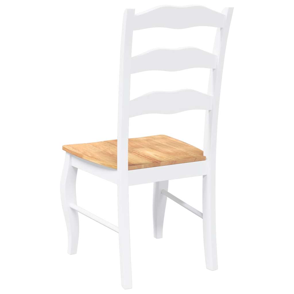 Sedie da Pranzo 2 pz Bianche in Legno Massello di Hevea 4102496