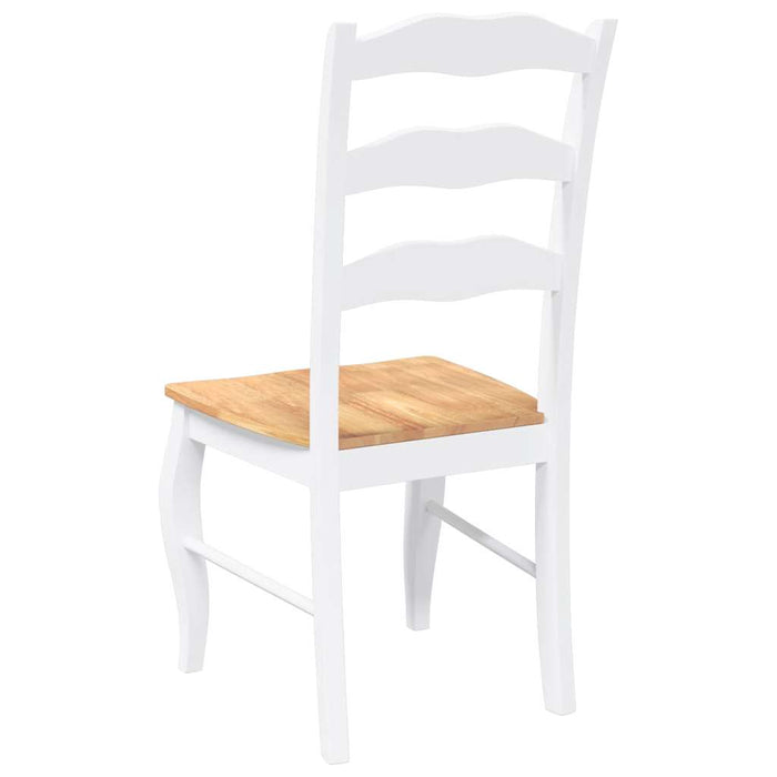 Sedie da Pranzo 2 pz Bianche in Legno Massello di Hevea 4102496