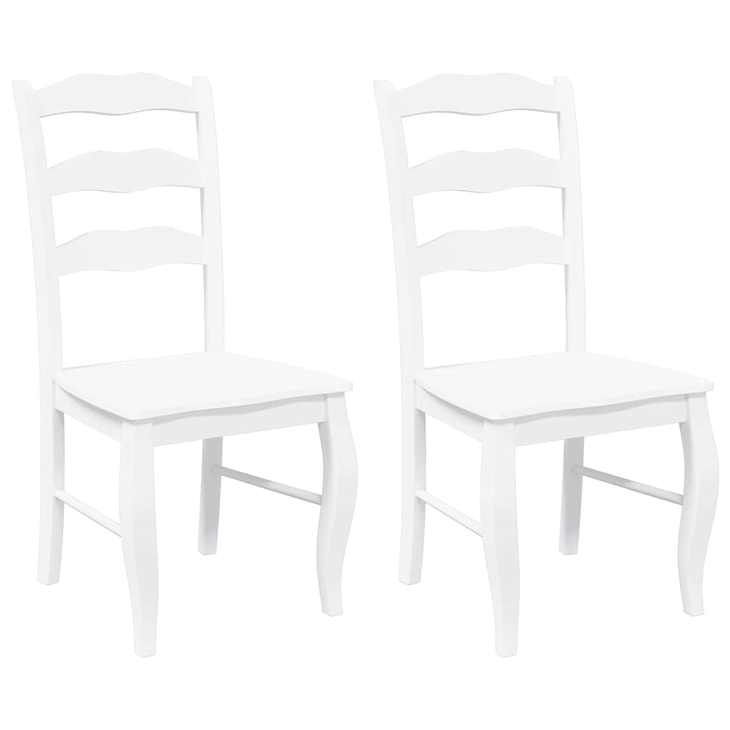 Sedie da Pranzo 2 pz Bianche in Legno Massello di Hevea 4102497