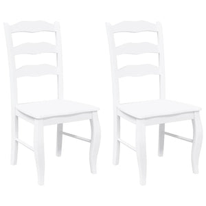 Sedie da Pranzo 2 pz Bianche in Legno Massello di Hevea 4102497