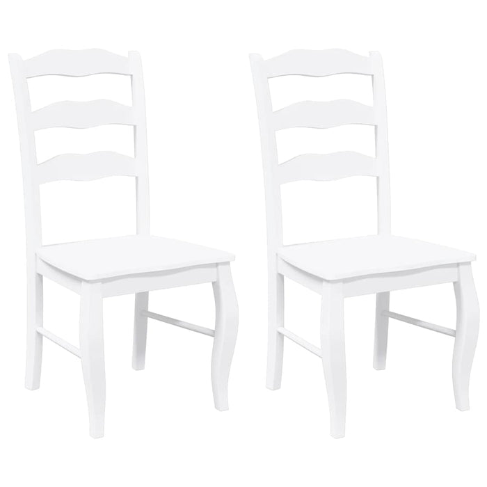 Sedie da Pranzo 2 pz Bianche in Legno Massello di Hevea 4102497