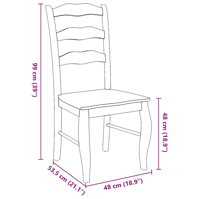 Sedie da Pranzo 2 pz Bianche in Legno Massello di Hevea 4102497