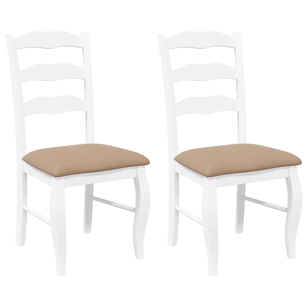 vidaXL Sedie da Pranzo con Cuscini 2 pz Bianco Legno Massello di Hevea