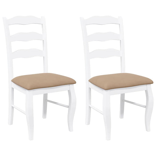 vidaXL Sedie da Pranzo con Cuscini 2 pz Bianco Legno Massello di Hevea