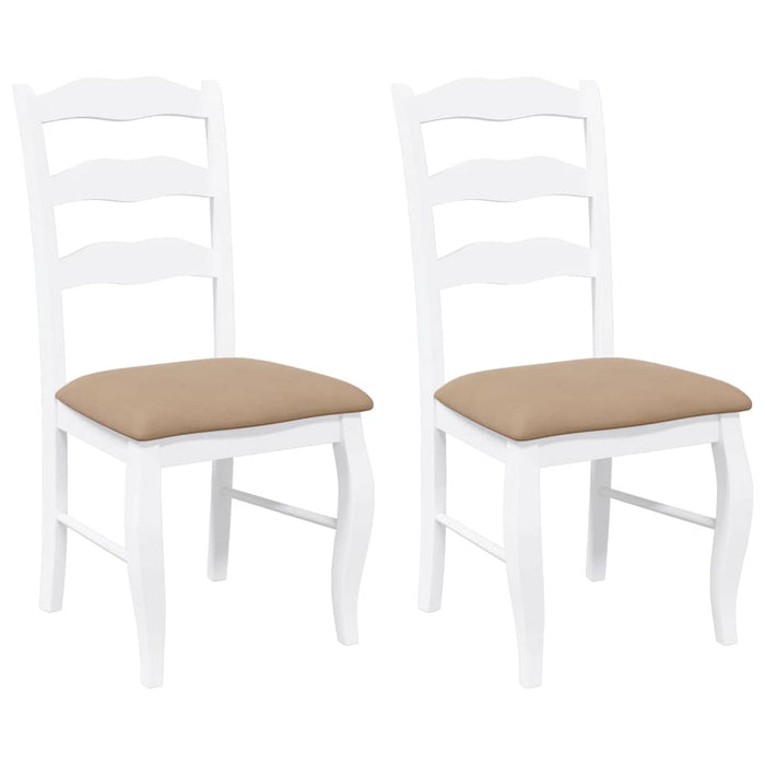 vidaXL Sedie da Pranzo con Cuscini 2 pz Bianco Legno Massello di Hevea