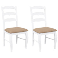 Sedie da Pranzo con Cuscini 2 pz Bianco Legno Massello di Hevea 4102498