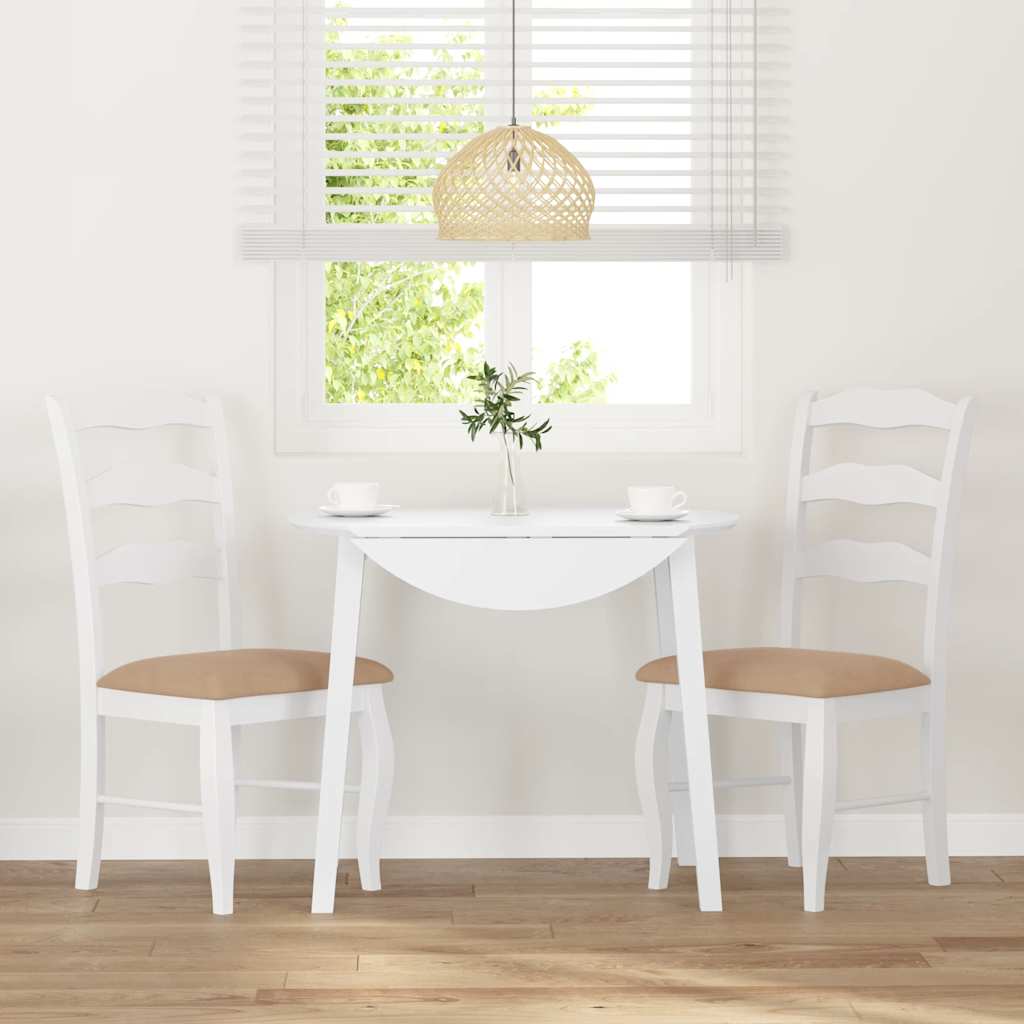 Sedie da Pranzo con Cuscini 2 pz Bianco Legno Massello di Hevea 4102498