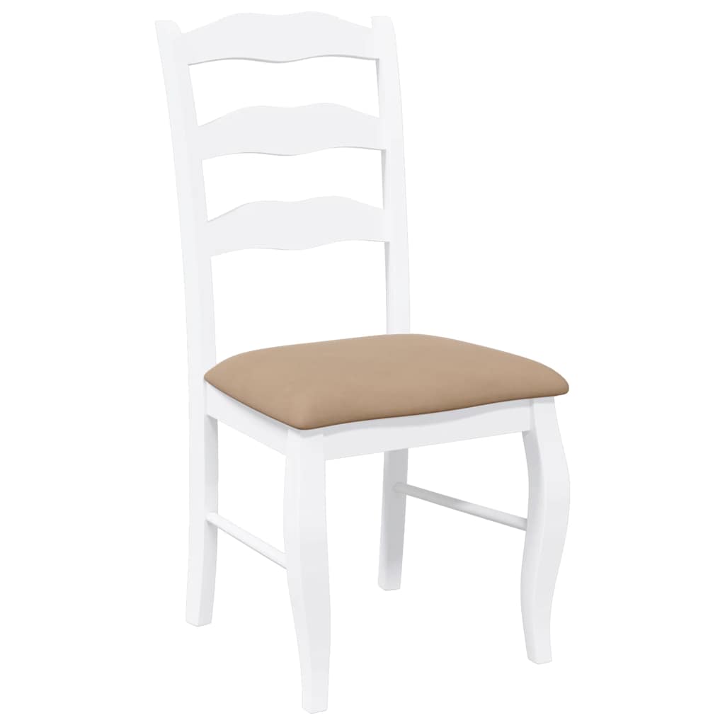 Sedie da Pranzo con Cuscini 2 pz Bianco Legno Massello di Hevea 4102498