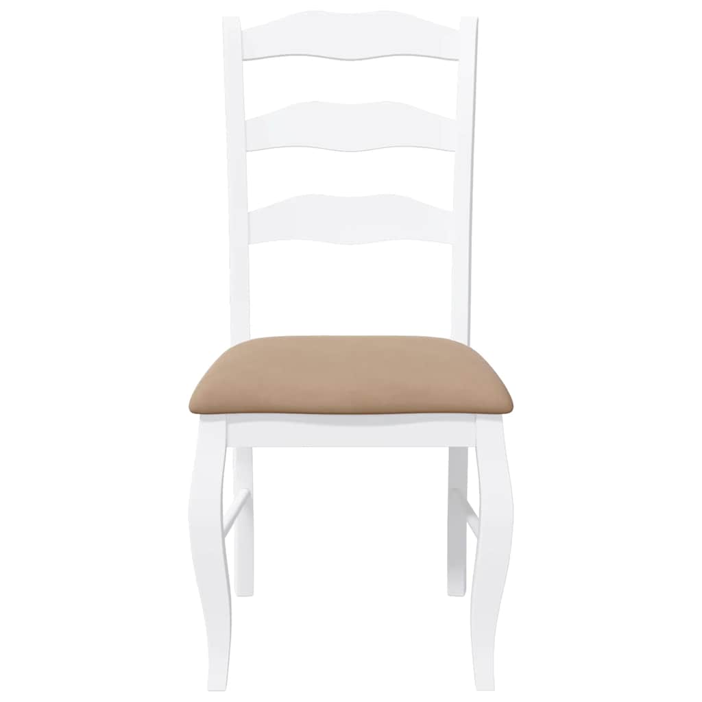 vidaXL Sedie da Pranzo con Cuscini 2 pz Bianco Legno Massello di Hevea