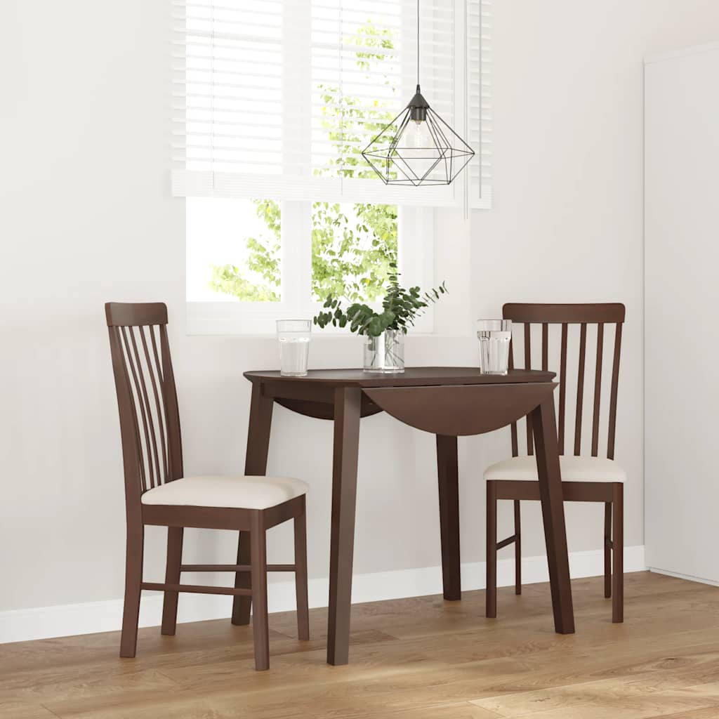 vidaXL Sedie da Pranzo con Cuscini 2pz Marrone Legno Massello di Hevea