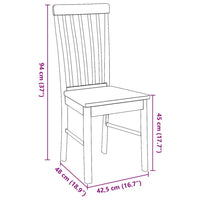 vidaXL Sedie da Pranzo 2 pz in Legno Massello di Hevea