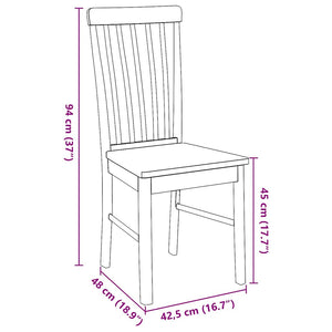 vidaXL Sedie da Pranzo 2 pz in Legno Massello di Hevea