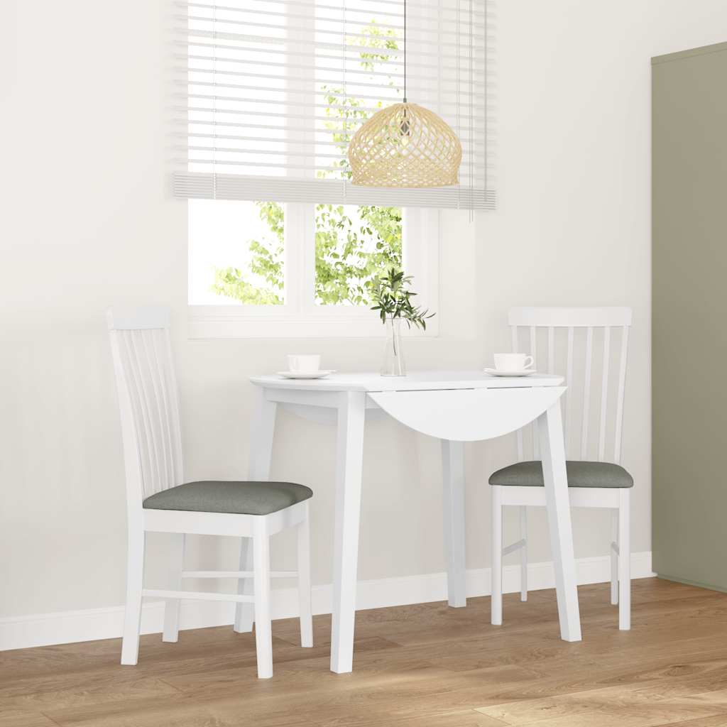 Sedie da Pranzo con Cuscini 2 pz Bianco Legno Massello di Hevea 4102503