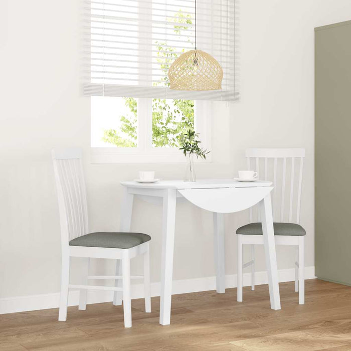 Sedie da Pranzo con Cuscini 2 pz Bianco Legno Massello di Hevea 4102503