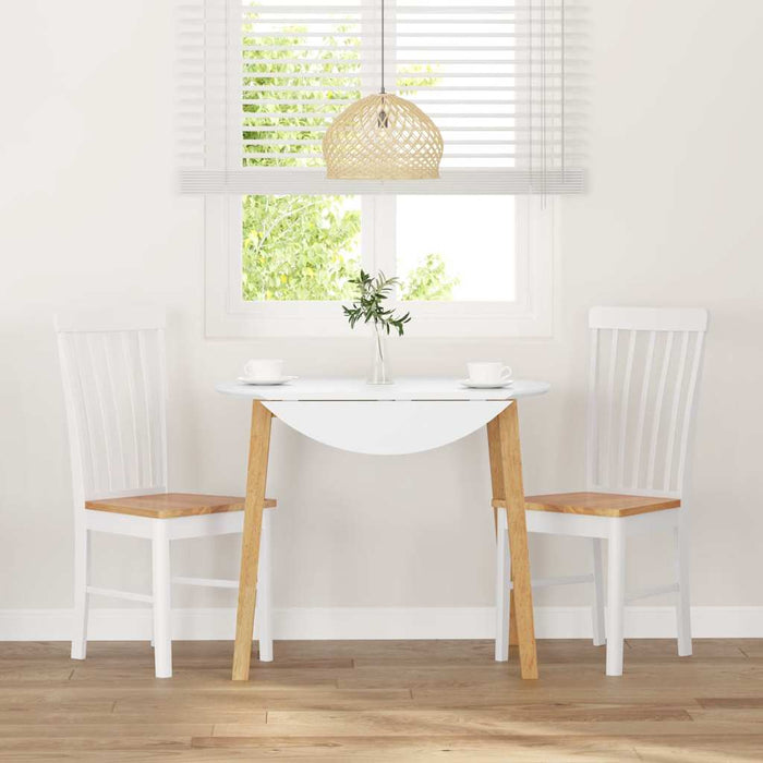 Sedie da Pranzo 2 pz Bianche in Legno Massello di Hevea 4102504