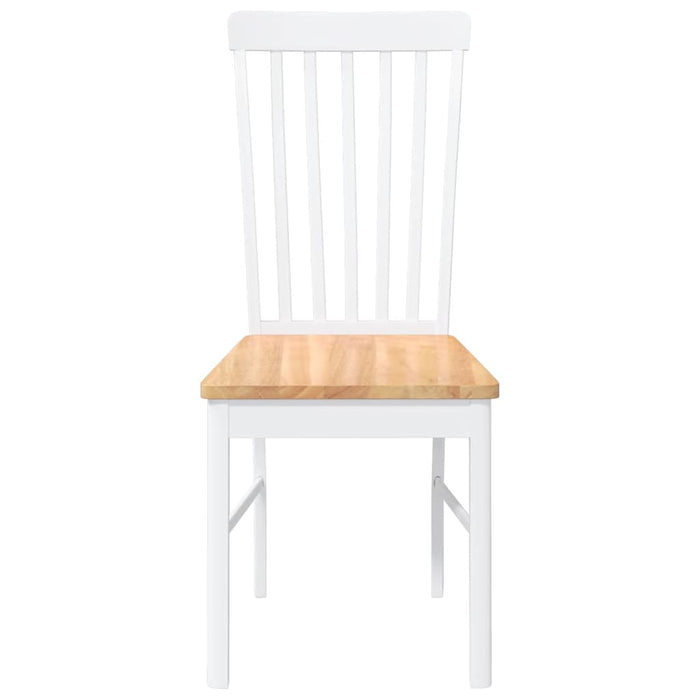 Sedie da Pranzo 2 pz Bianche in Legno Massello di Hevea 4102504