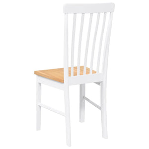 Sedie da Pranzo 2 pz Bianche in Legno Massello di Hevea