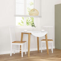 Sedie da Pranzo 2 pz Bianche in Legno Massello di Hevea