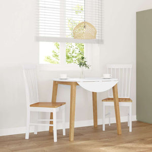 Sedie da Pranzo 2 pz Bianche in Legno Massello di Hevea