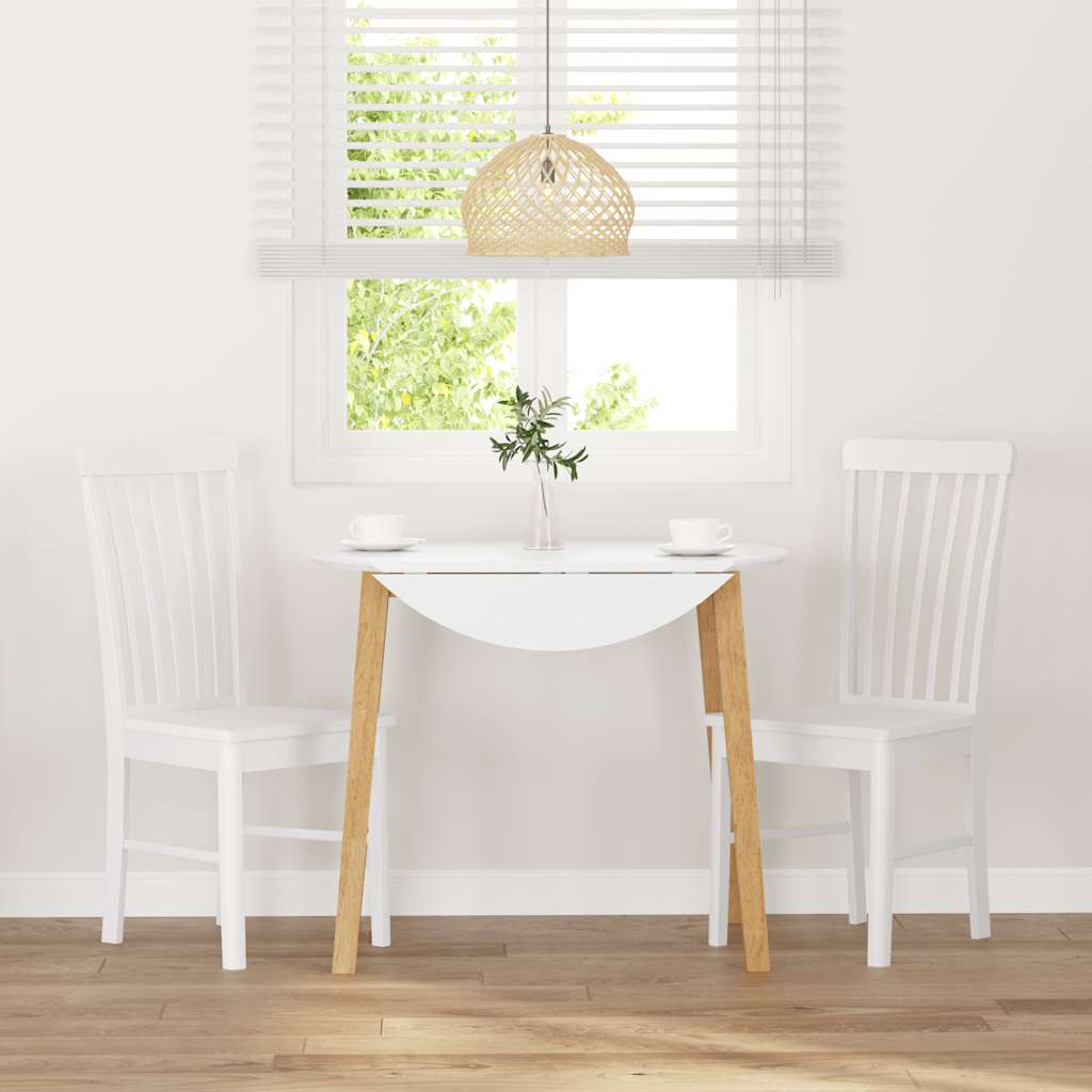 Sedie da Pranzo 2 pz Bianche in Legno Massello di Hevea 4102505