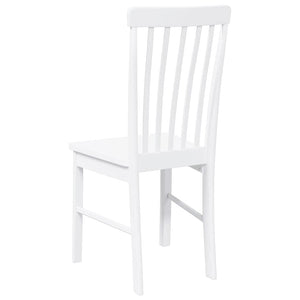 Sedie da Pranzo 2 pz Bianche in Legno Massello di Hevea