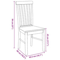 Sedie da Pranzo 2 pz Bianche in Legno Massello di Hevea