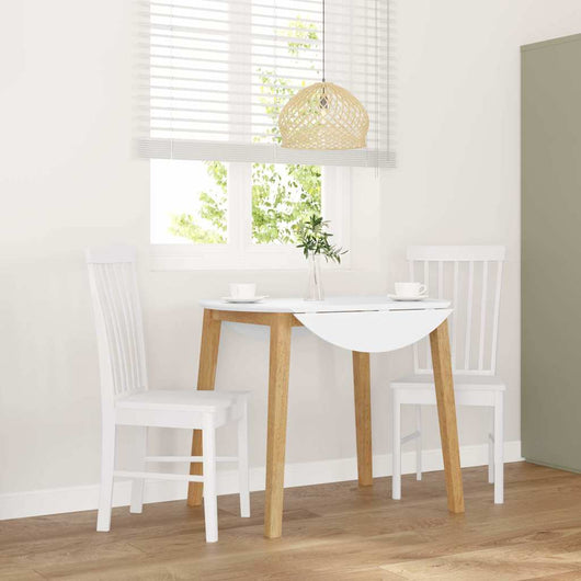 Sedie da Pranzo 2 pz Bianche in Legno Massello di Hevea