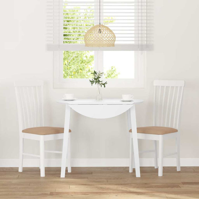 Sedie da Pranzo con Cuscini 2 pz Bianco Legno Massello di Hevea 4102506