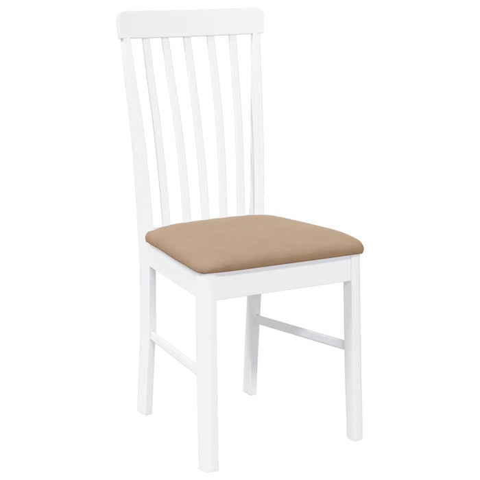 Sedie da Pranzo con Cuscini 2 pz Bianco Legno Massello di Hevea 4102506