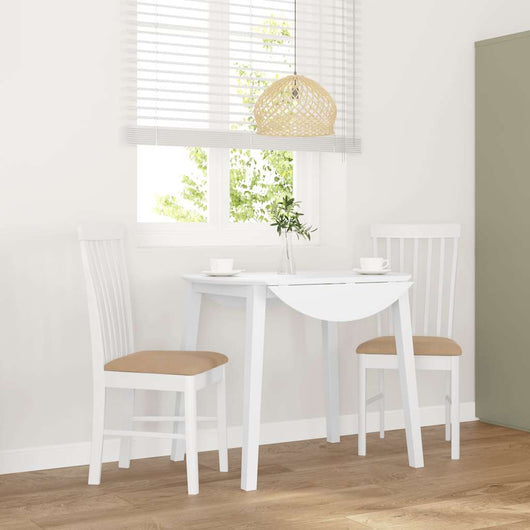 Sedie da Pranzo con Cuscini 2 pz Bianco Legno Massello di Hevea