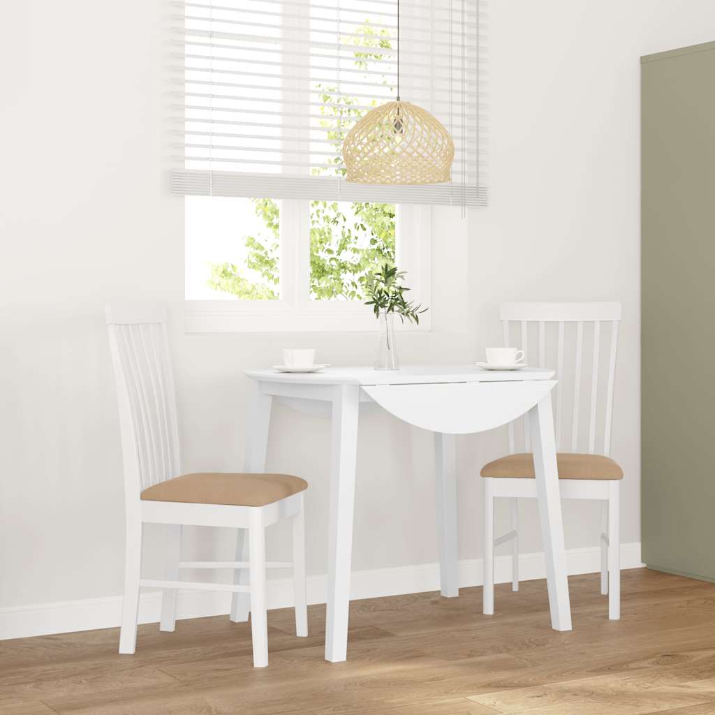 Sedie da Pranzo con Cuscini 2 pz Bianco Legno Massello di Hevea 4102506