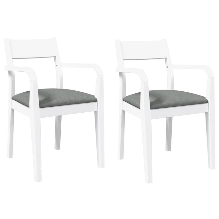 Sedie da Pranzo con Cuscini 2 pz Bianco Legno Massello di Hevea 4102511