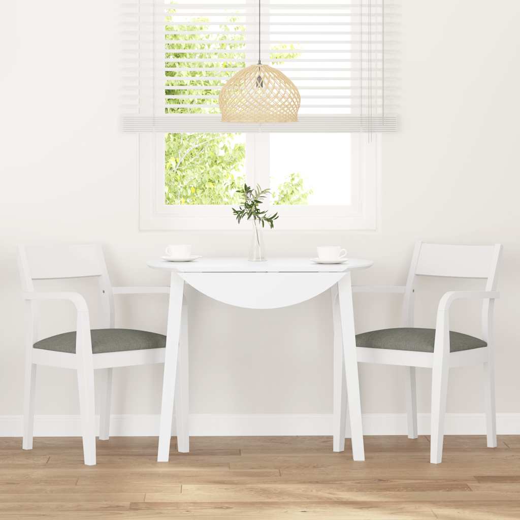 Sedie da Pranzo con Cuscini 2 pz Bianco Legno Massello di Hevea 4102511