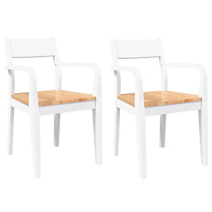 Sedie da Pranzo 2 pz Bianche in Legno Massello di Hevea 4102512