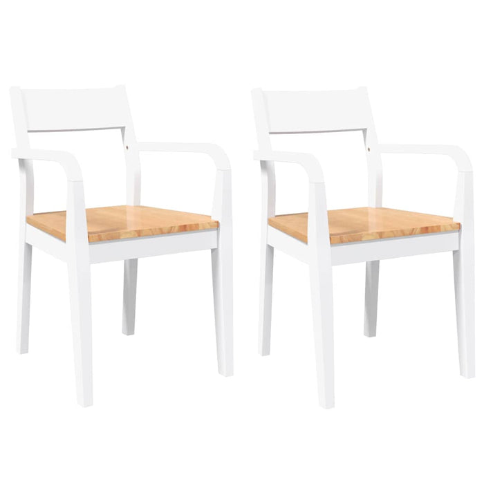 Sedie da Pranzo 2 pz Bianche in Legno Massello di Hevea 4102512