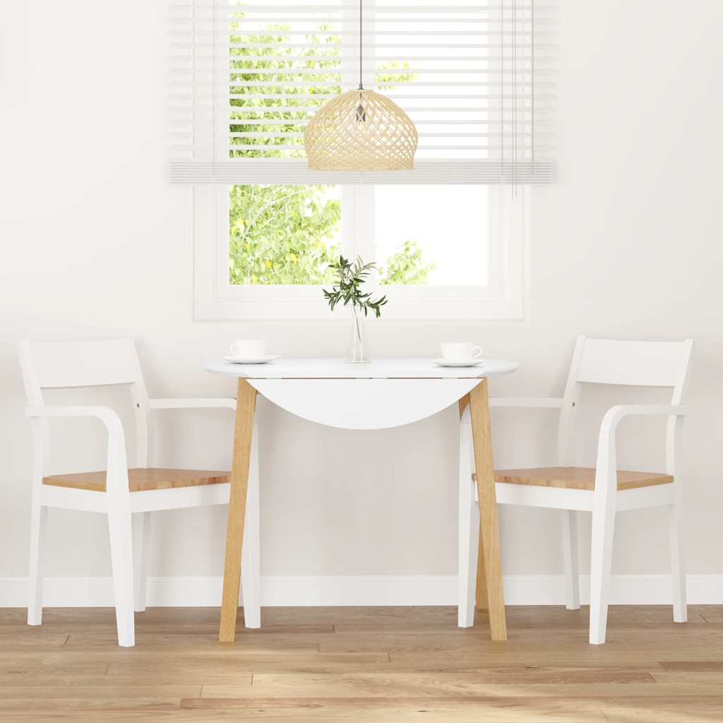 Sedie da Pranzo 2 pz Bianche in Legno Massello di Hevea 4102512