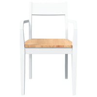 Sedie da Pranzo 2 pz Bianche in Legno Massello di Hevea 4102512