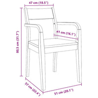 Sedie da Pranzo 2 pz Bianche in Legno Massello di Hevea