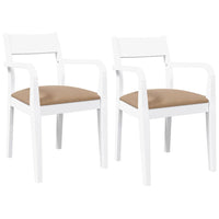 Sedie da Pranzo con Cuscini 2 pz Bianco Legno Massello di Hevea 4102514