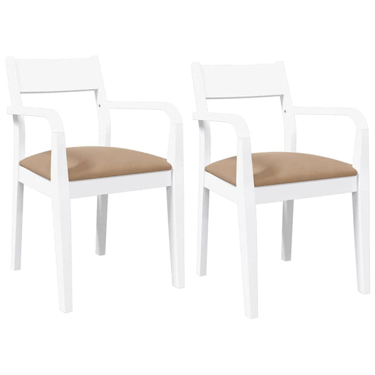 Sedie da Pranzo con Cuscini 2 pz Bianco Legno Massello di Hevea 4102514