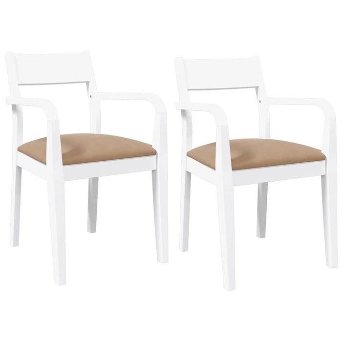 Sedie da Pranzo con Cuscini 2 pz Bianco Legno Massello di Hevea 4102514