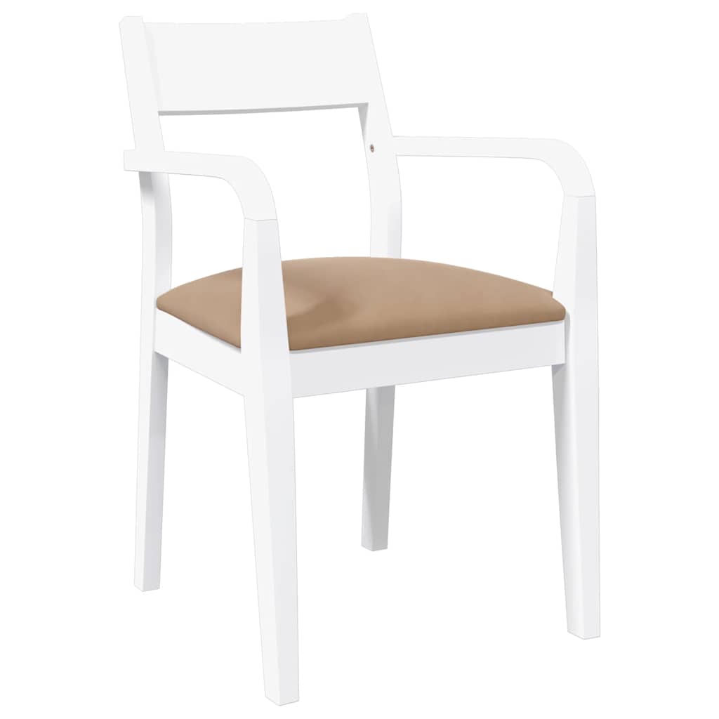 Sedie da Pranzo con Cuscini 2 pz Bianco Legno Massello di Hevea 4102514