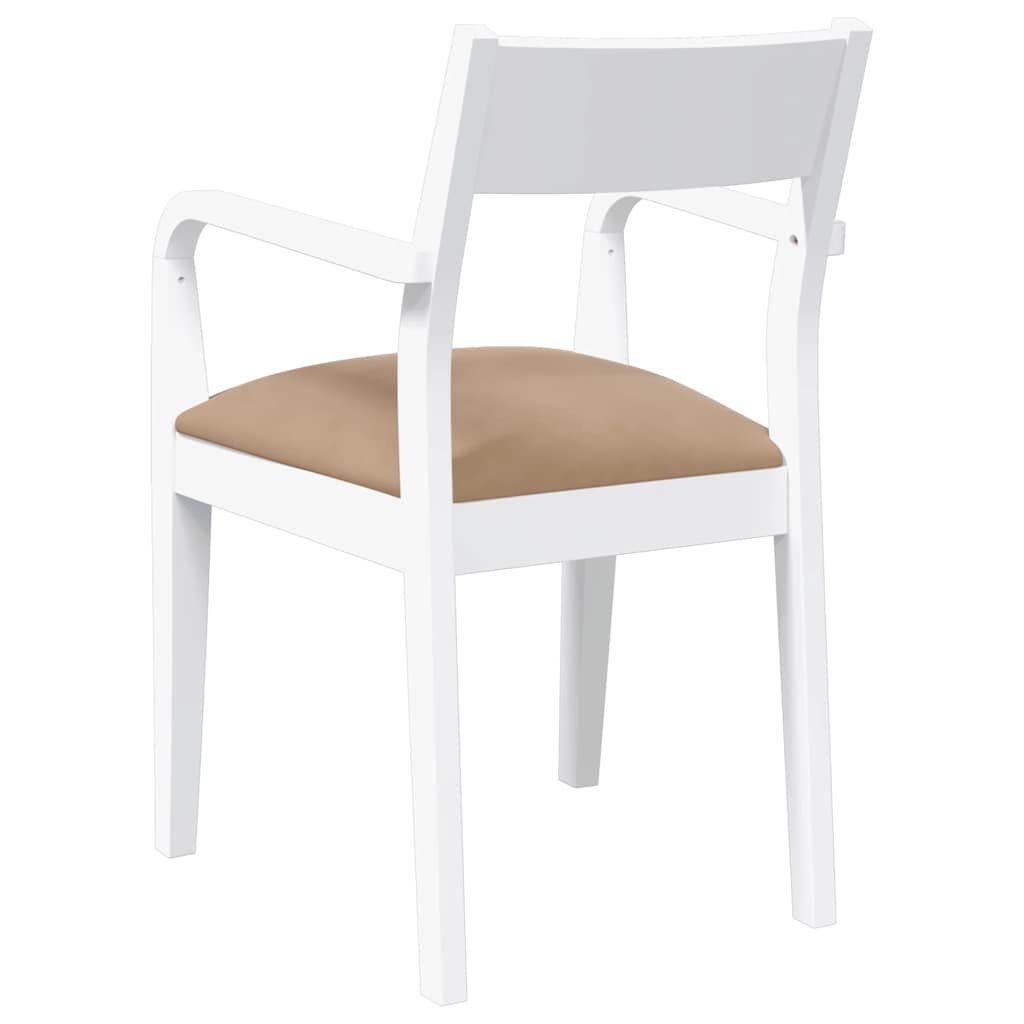 Sedie da Pranzo con Cuscini 2 pz Bianco Legno Massello di Hevea 4102514