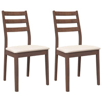 Sedie da Pranzo con Cuscini 2pz Marrone Legno Massello di Hevea 4102515
