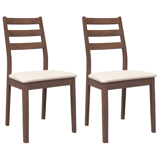Sedie da Pranzo con Cuscini 2pz Marrone Legno Massello di Hevea 4102515