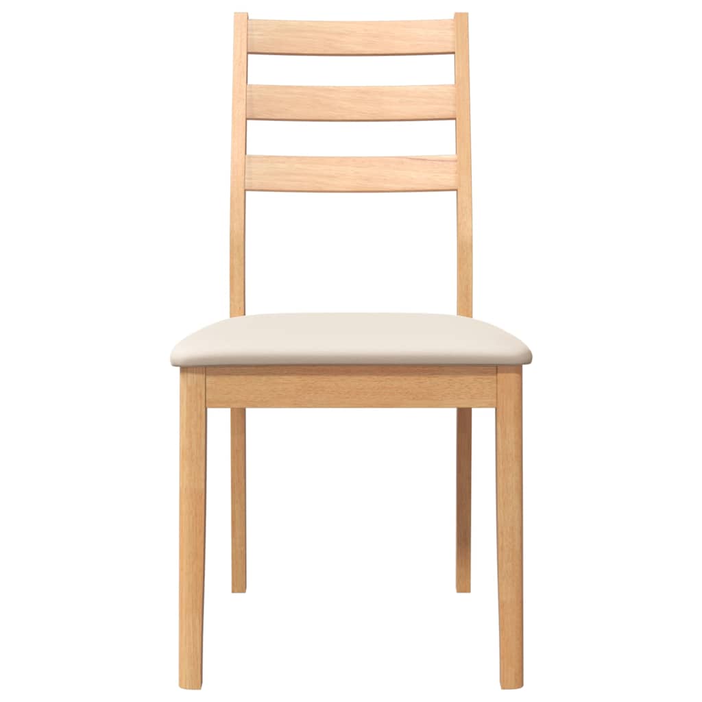 vidaXL Sedie da Pranzo con Cuscini 2 pz Naturale Legno Massello Hevea